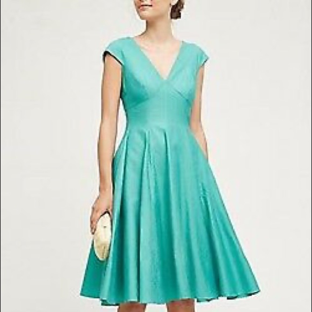 ANTHROPOLOGIE Green Paimpont Silk Dress
